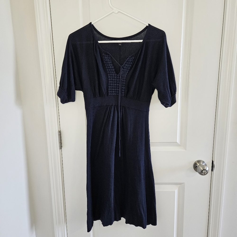 Banana Republic tie front navy dress Small